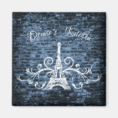 Blue Eiffel Tower Grunge Magnet (Voorkant)