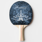 Blue Eiffel Tower Grunge Ping Pong Paddle Tafeltennisbatje (Voorkant)