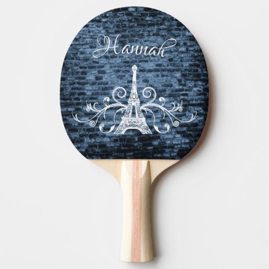 Blue Eiffel Tower Grunge Ping Pong Paddle Tafeltennisbatje (Voorkant)