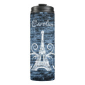 Blue Eiffel Tower Grunge Thermal Tumbler Thermosbeker (Voorkant)