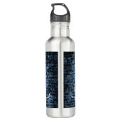Blue Eiffel Tower Grunge Water Bottle Waterfles (Achterkant)