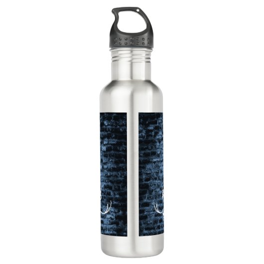 Blue Eiffel Tower Grunge Water Bottle Waterfles (Achterkant)