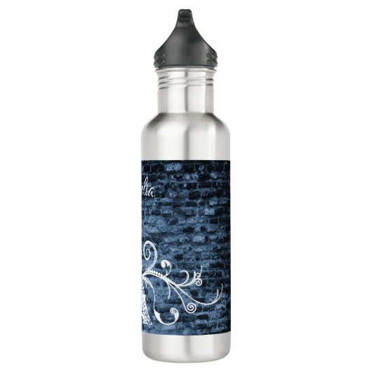 Blue Eiffel Tower Grunge Water Bottle Waterfles (Rechts)