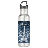 Blue Eiffel Tower Grunge Water Bottle Waterfles (Voorkant)