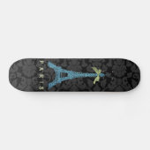 Blue Eiffel Tower in faux glitter Skateboard (Horizontaal)