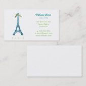 Blue Eiffel Tower in faux glitter Visitekaartje (Voorkant / Achterkant)