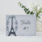 Blue Eiffel Tower Reception Table Card Kaart (Staand voorkant)