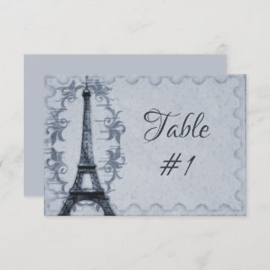 Blue Eiffel Tower Reception Table Card Kaart