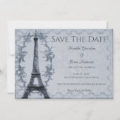 Blue Eiffel Tower Save the Date Notice (Voorkant)