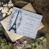Blue Eiffel Tower Save the Date Notice