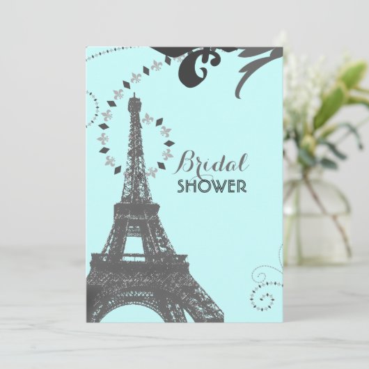 Blue Eiffel Tower vrijgezellenfeest van Parijs Kaart (Staand voorkant)