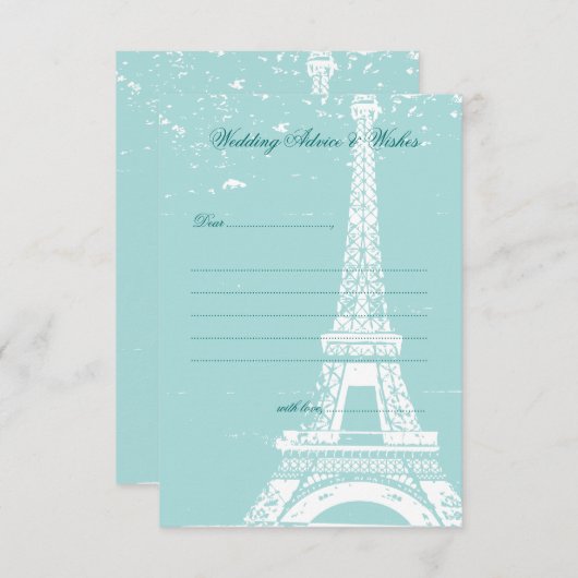 Blue Eiffel Tower Weddenschap Kaarten (Voorkant / Achterkant)
