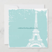 Blue Eiffel Tower Wedding Inviations Kaart (Achterkant)