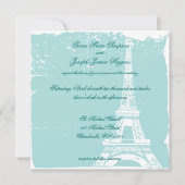 Blue Eiffel Tower Wedding Inviations Kaart (Voorkant)