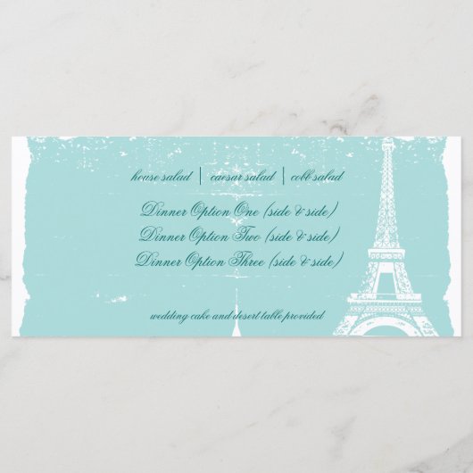 Blue Eiffel Tower Wedding Menus Menu (Achterkant)
