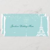 Blue Eiffel Tower Wedding Menus Menu (Voorkant / Achterkant)
