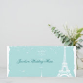 Blue Eiffel Tower Wedding Menus Menu (Staand voorkant)