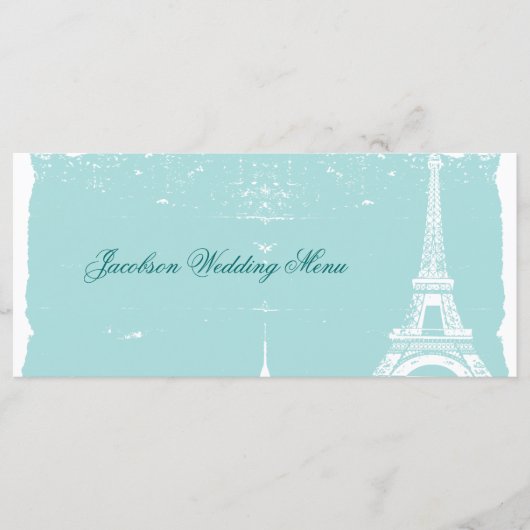 Blue Eiffel Tower Wedding Menus Menu (Voorkant)
