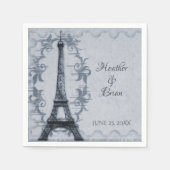 Blue Eiffel Tower Wedding Paper Napkins Servet (Voorkant)