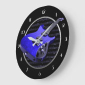 Blue Electric Guitar Round Wall klok (Hoek)