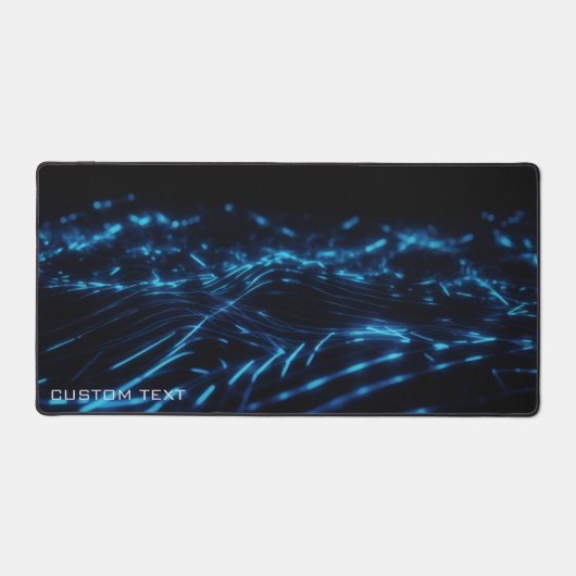 Blue Electric Neon Wave Custom Mannen Gaming Exten Bureaumat (Voorkant)
