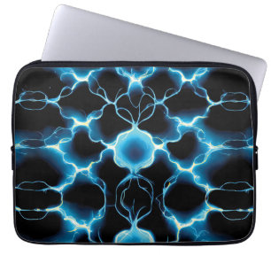 Blue Electric Synapse Repair Pattern Laptop Sleeve