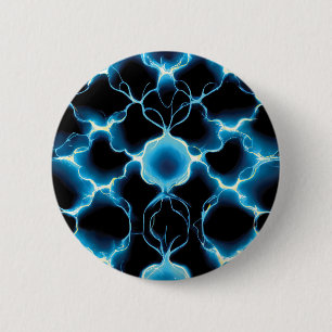 Blue Electric Synapse Repair Pattern Ronde Button 5,7 Cm