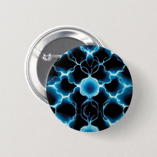 Blue Electric Synapse Repair Pattern Ronde Button 5,7 Cm (Voorkant /achterkant)