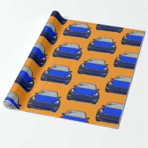 Blue Electric Vehicle SUV Auto Sinaasappel Achterg Cadeaupapier