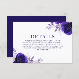 Blue Elegance: Midnight Navy Rozen Wedding Details Informatiekaartje