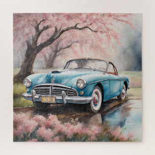 Blue Elegance: oude auto in Waterverf Legpuzzel