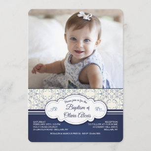 Blue Elegance Photo Invitation Kaart