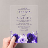 Blue Elegance: prachtige Rozen bruiloft Acryl Uitnodigingen (Insitu (Draagbaar))