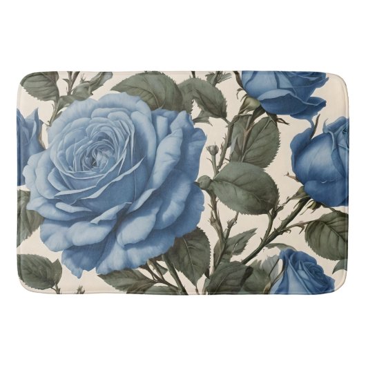 Blue Elegance:  provinciale Rozen in bloei Badmat (Voorkant)