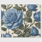 Blue Elegance:  provinciale Rozen in bloei Cadeaupapier (Vlak)