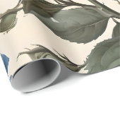 Blue Elegance:  provinciale Rozen in bloei Cadeaupapier (Rol Hoek)