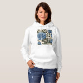 Blue Elegance: provinciale Rozen in bloei Hoodie (Voorkant volledig)