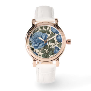 Blue Elegance: provinciale Rozen in bloei Horloge
