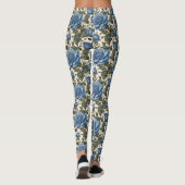 Blue Elegance: provinciale Rozen in bloei Leggings (Achterkant)