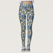 Blue Elegance: provinciale Rozen in bloei Leggings (Voorkant)