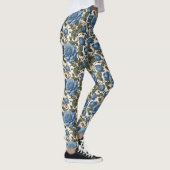 Blue Elegance: provinciale Rozen in bloei Leggings (Rechts)