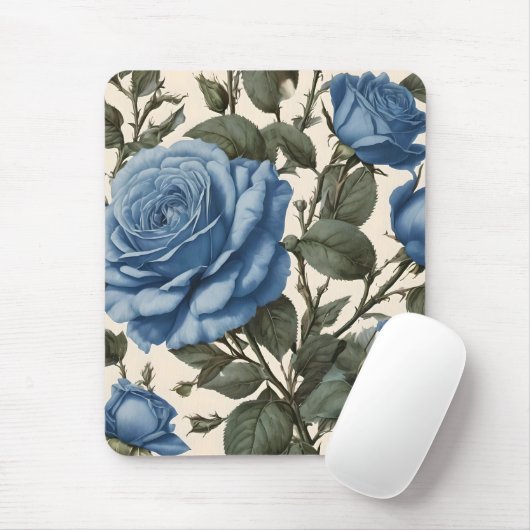Blue Elegance:  provinciale Rozen in bloei Muismat (Met muis)