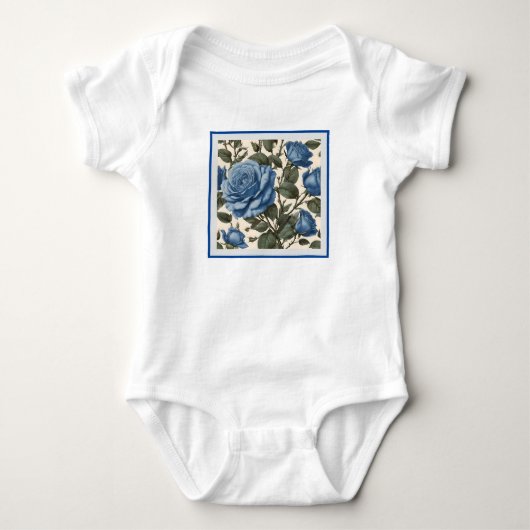 Blue Elegance: provinciale Rozen in bloei Romper (Voorkant)