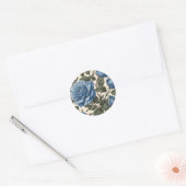 Blue Elegance: provinciale Rozen in bloei Ronde Sticker (Envelop)