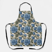 Blue Elegance:  provinciale Rozen in bloei Schort (Voorkant)