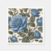 Blue Elegance: provinciale Rozen in bloei Servet (Voorkant)