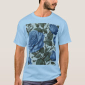 Blue Elegance: provinciale Rozen in bloei T-shirt (Voorkant)