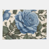 Blue Elegance: provinciale Rozen in bloei Theedoek (Horizontaal)