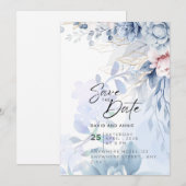 Blue Elegance Trouwserie Kaart (Voorkant / Achterkant)