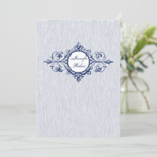 Blue  Elegance Wedding Uitnodiging (Staand voorkant)